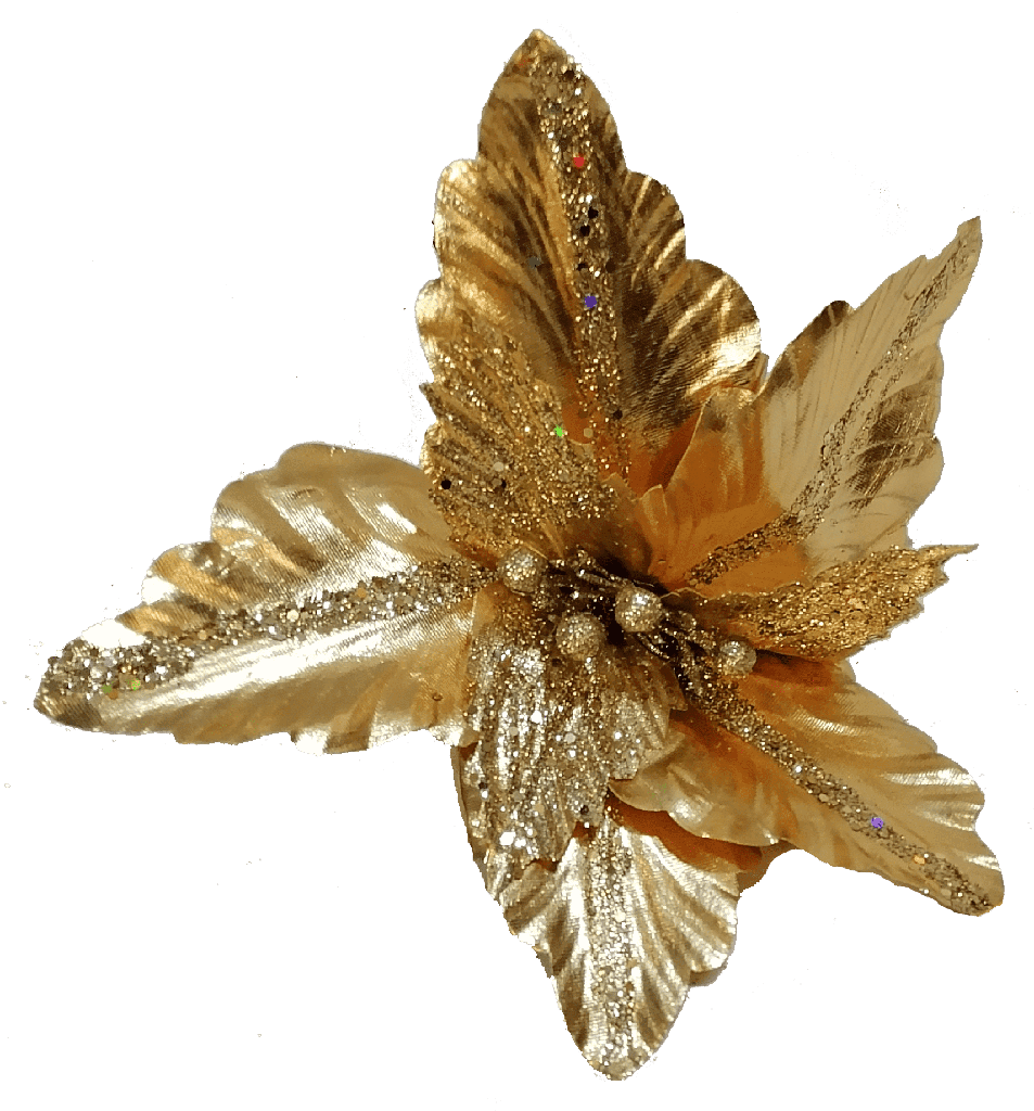 Flor Artificial De 34cm Dorado Metalizado