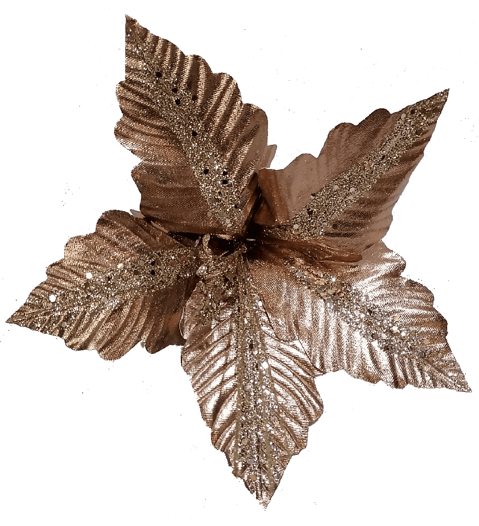 Flor Artificial De 30cm Champaña Metalico Con 5 Petalos