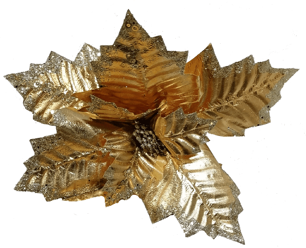 Flor Artificial De 42Cm Dorado Metalico