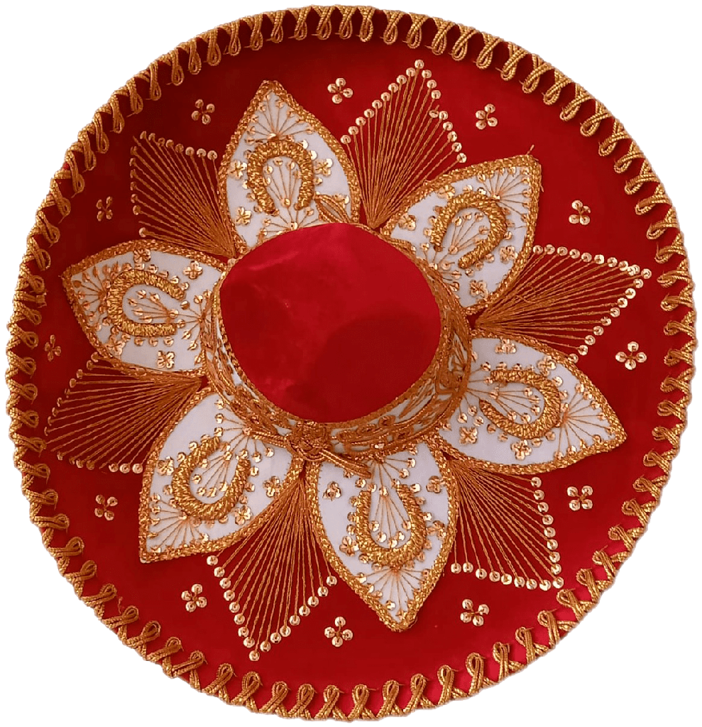 Sombrero Charro Fino Rojo con Oro
