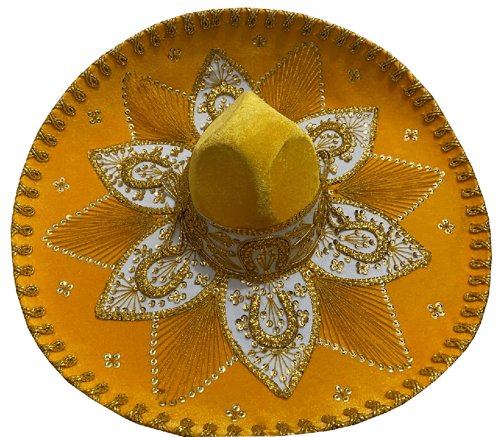 Sombrero Charro Fino Amarillo con Oro