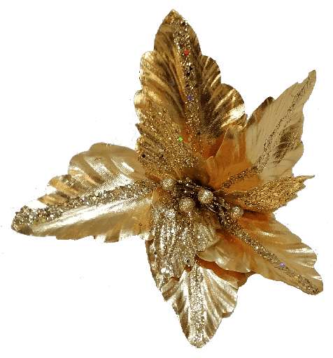 [FLA01716Gm] Flor Artificial De 34cm Dorado Metalizado