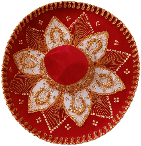 [FL20RJOR] Sombrero Charro Fino Rojo con Oro
